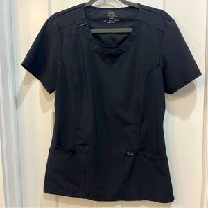 Cherokee Vitality Electra Scrub Top Women's Medium Black Medical‎ Stretch V-Neck